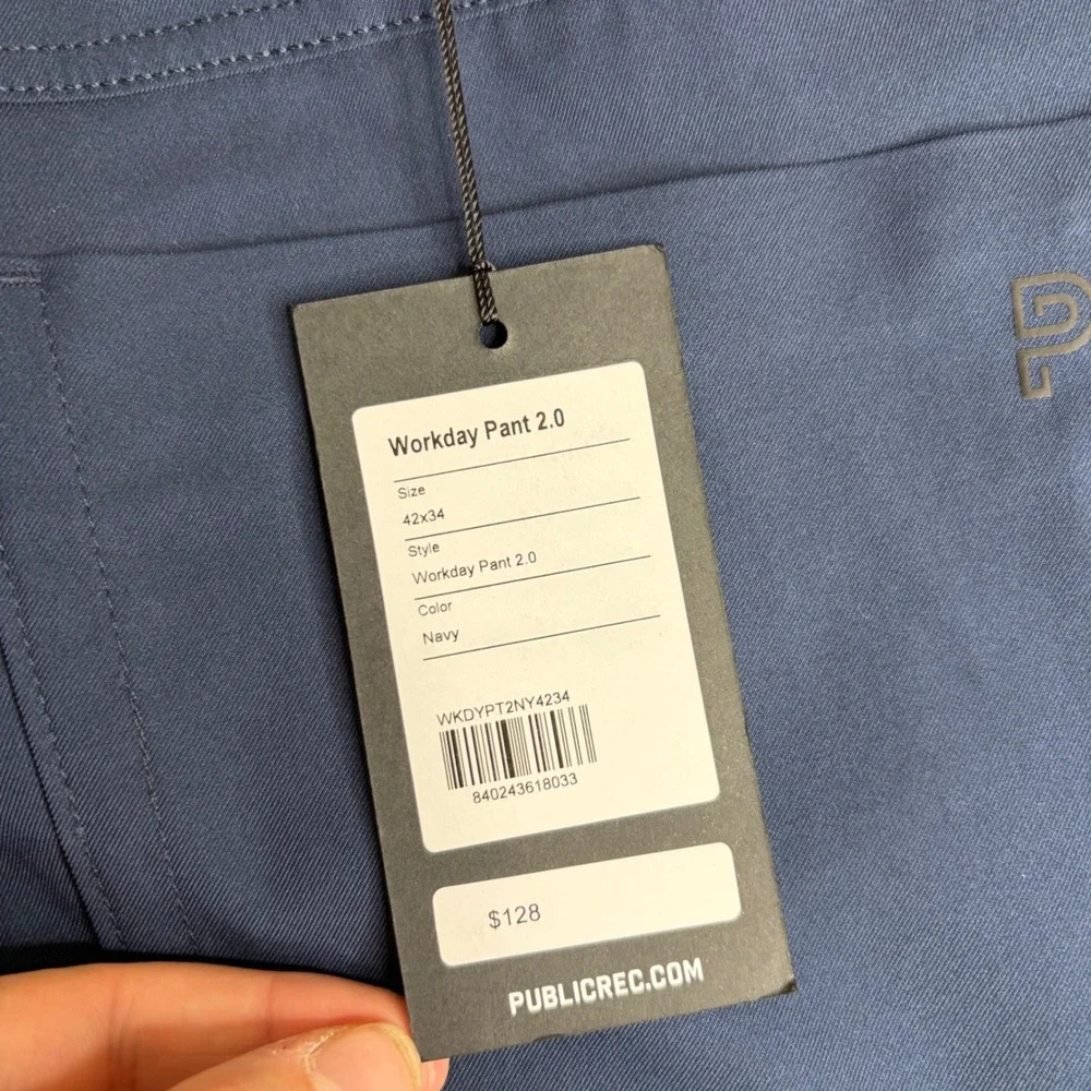 NEW Public Rec Workday Pant 2.0 Navy Blue 42x34 Mens Technical Chino Trousers